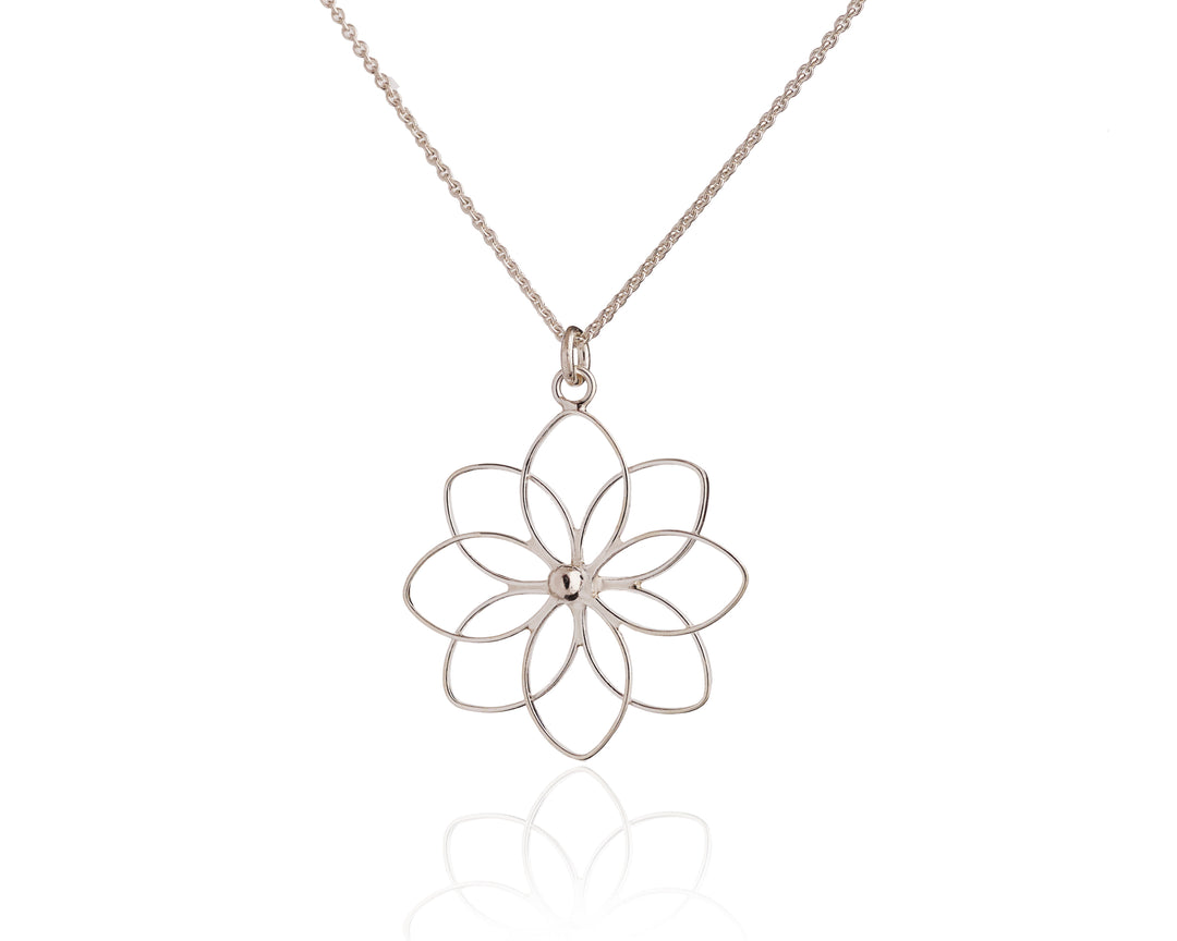 Botanical Collection Sterling Silver Stylized Flower Charm